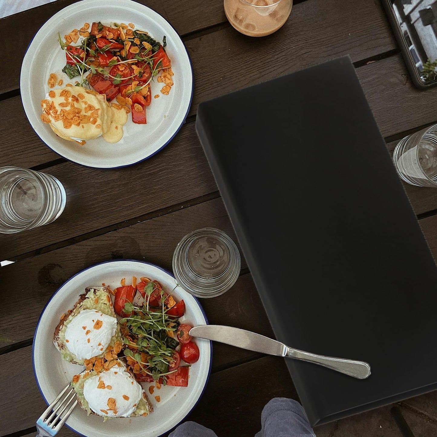 DUPDMKIN 6 Pack Menu Covers 4.25" x 11", 6 View PU Leather Menu Holders for Restaurant, Bar, Coffee Shops, Wine Lists & Drink Specials