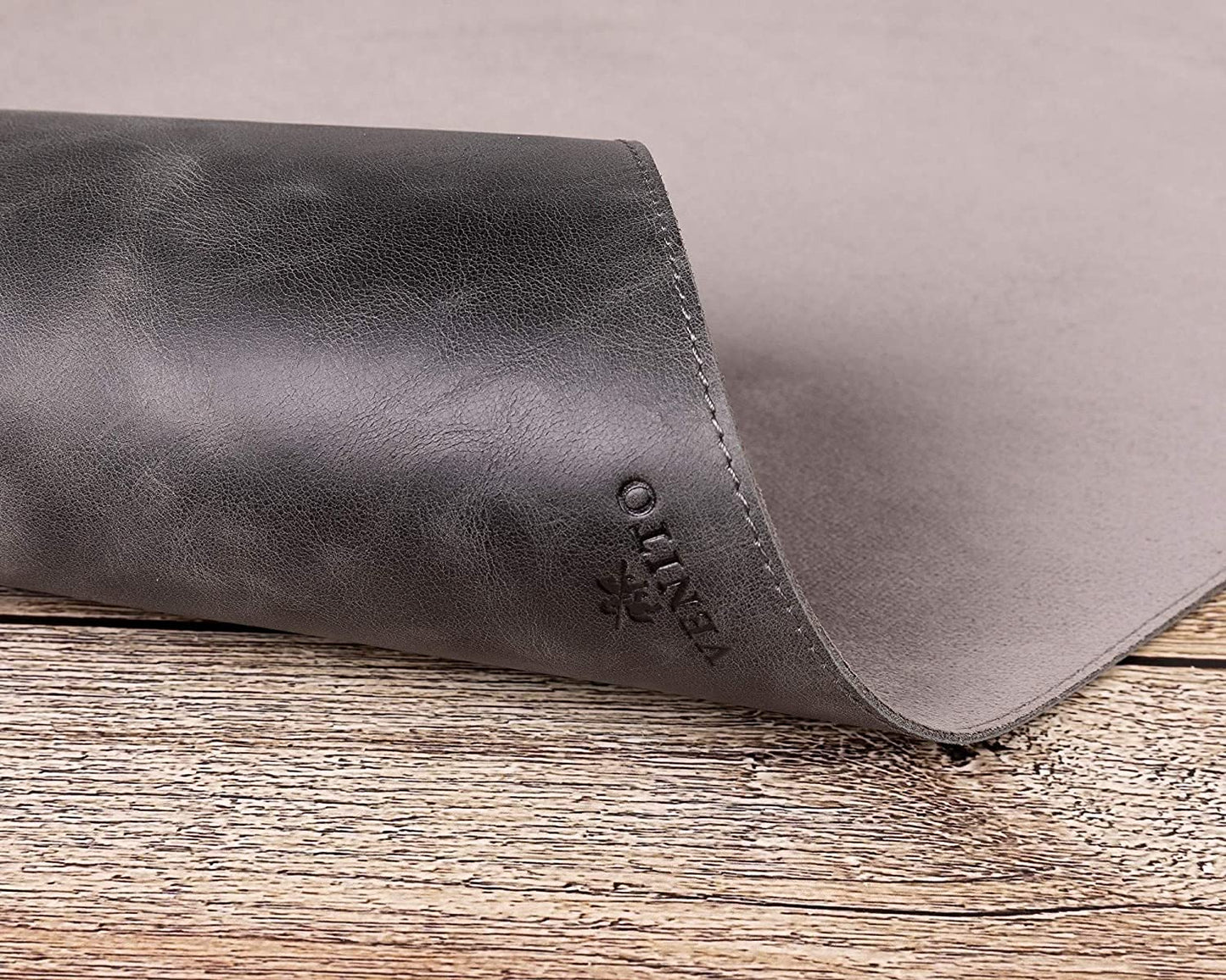 Venito Premium Leather Desk Pad Mat (31.5 X 14.6 inch) - Medium Desk Mat for Keyboard and Mouse Home Office Accessories (Faded Gray)*