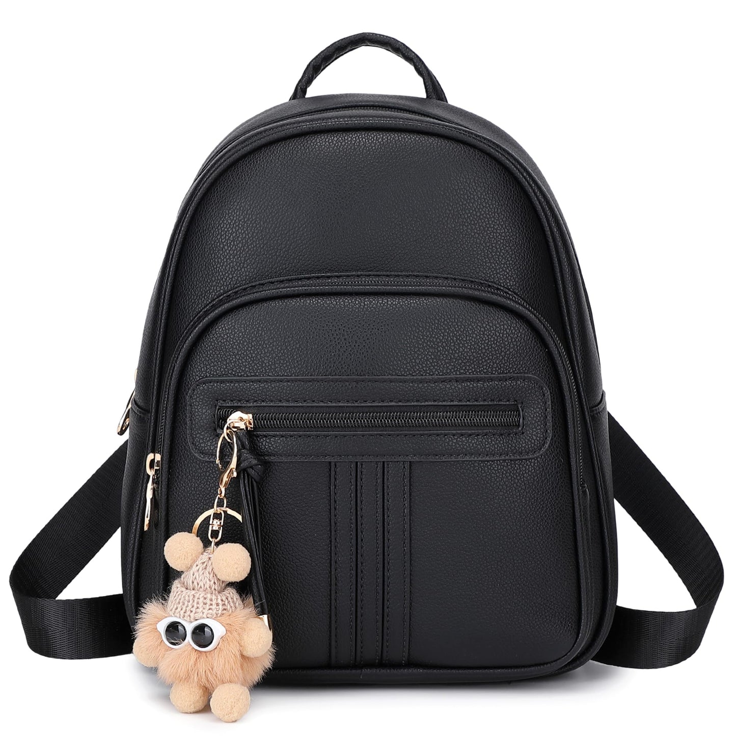 BAGOK Mini Leather Backpack Purse for Women, Small Backpack Purse with Cartoon Charm, Cute Fashion Bag for Girls