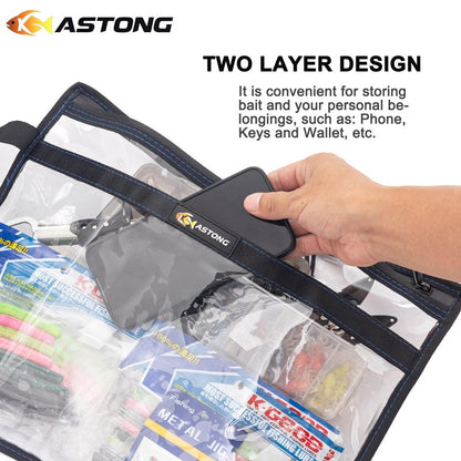 KASTONG 2 Layer Water-Proof Fishing Bait PVC Clear Storage Bag BaitShield Tackle Bag Storage for Bait Tackle Lures Soft Plastics and Fishing Gear Large Capacity 2 Size (MAS GIFT-PACKAGED 1M+1L)