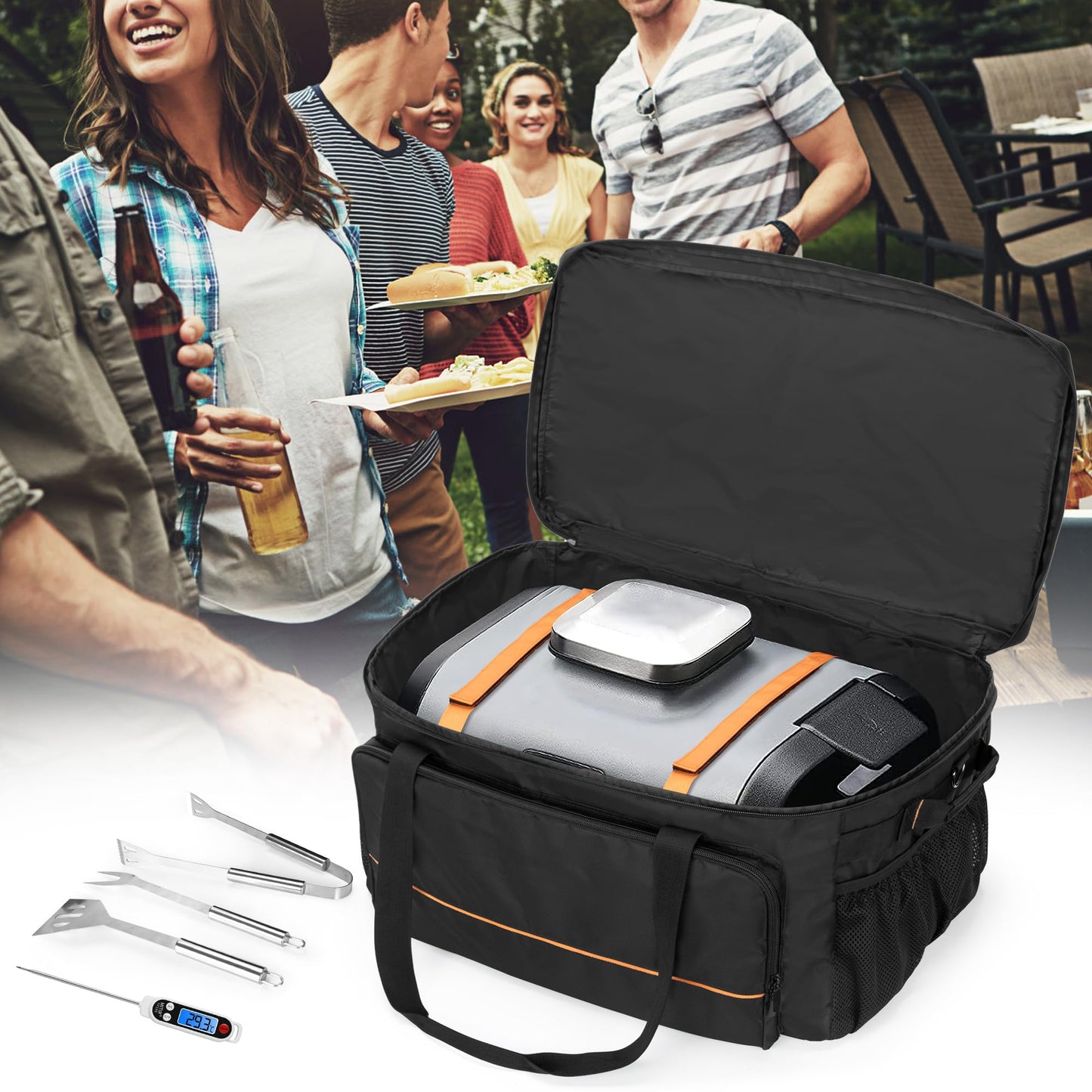 HODRANT Carry Bag Compatible With Ninja Woodfire Grill OG701 OG751, Outdoor Cover for OG700 Series Smoker, Water-Resistant BBQ Storage Case for Tools & Accessories, Bag Only