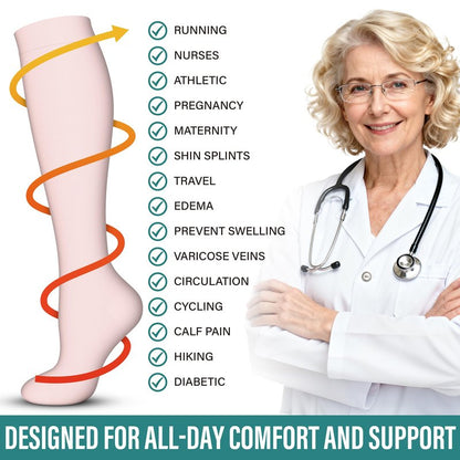 Acture 6 Pack Compression Socks for Women and Men - Knee High for Medical, Running, Nurses, Travel
