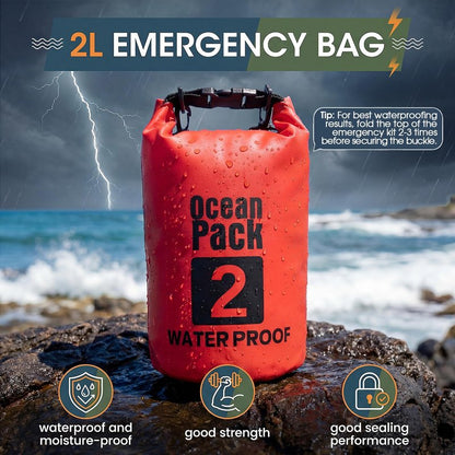 JolliLudo Boat Safety Kit Boat Essentials Kit Include 2L Waterproof Dry Bag LED Flashlight Survival Whistle Float and Line Emergency Set for Kayaks Canoe Sailboat Paddle Board