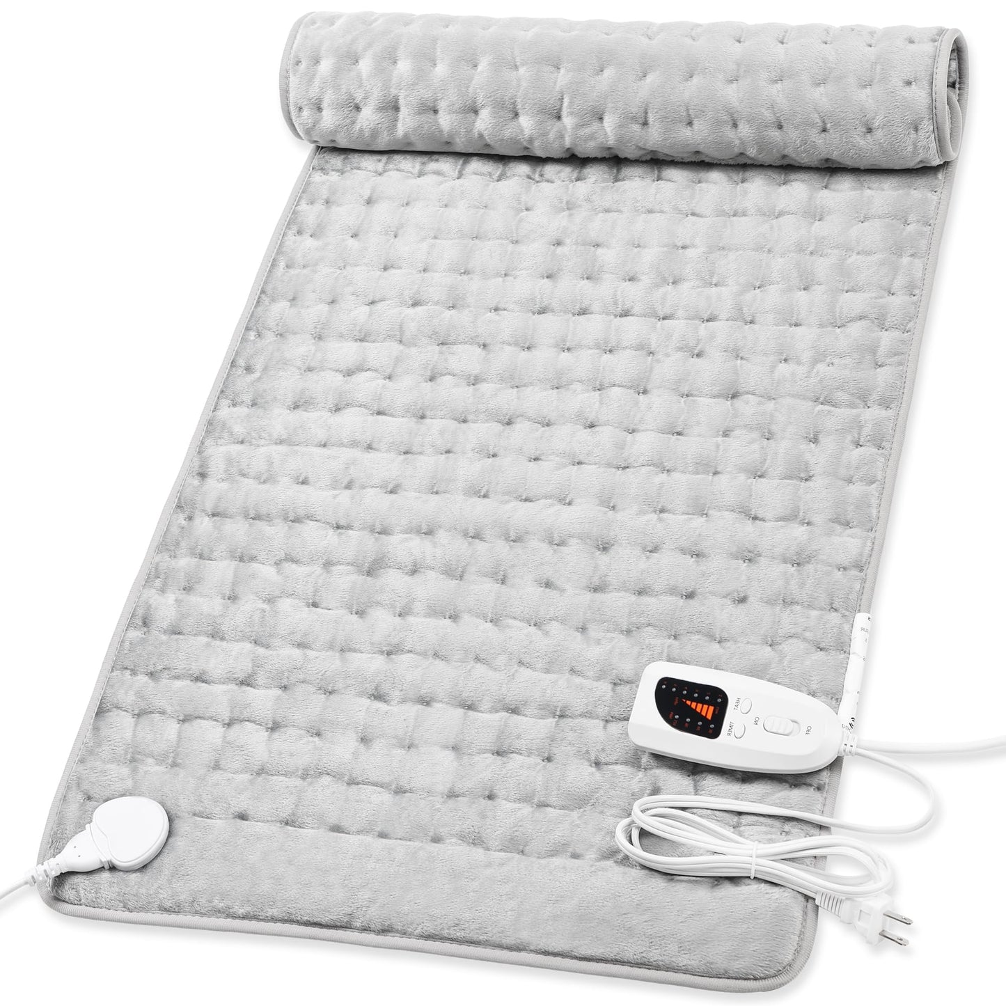 Heating Pad,Electric Heating Pads for Back,Neck,Abdomen,Moist Heating Pad for Shoulder,Knee,Arms,Legs,Dry/Moist Heat & Auto Shut Off,Birthday Gifts for Men and Women(Light Gray, 24''×12'')