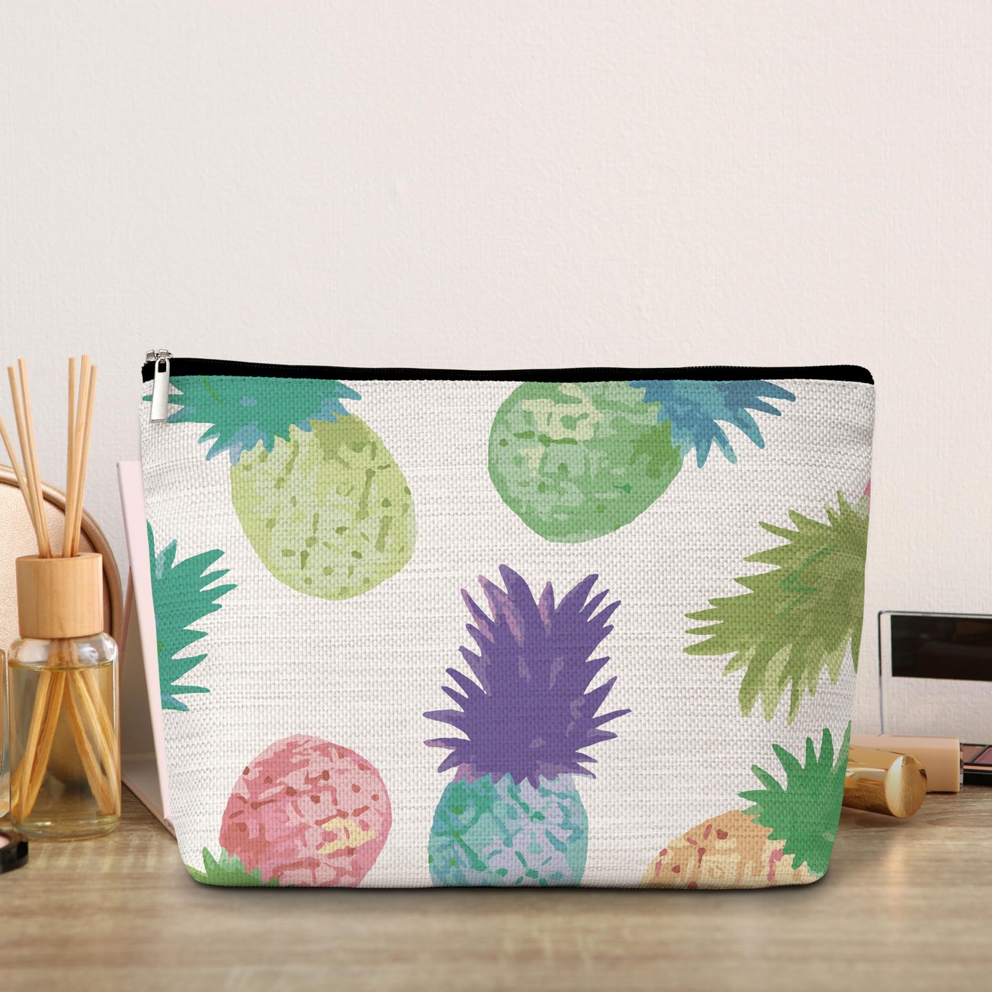 GREOXG Pineapple Makeup Bag, Small Travel Cosmetic Bag with Zipper, Cute Makeup Pouch Gift Ideas for Women Teen Girls Friends Mom Sisters Teacher Birthday Christmas Wedding Graduation-E22
