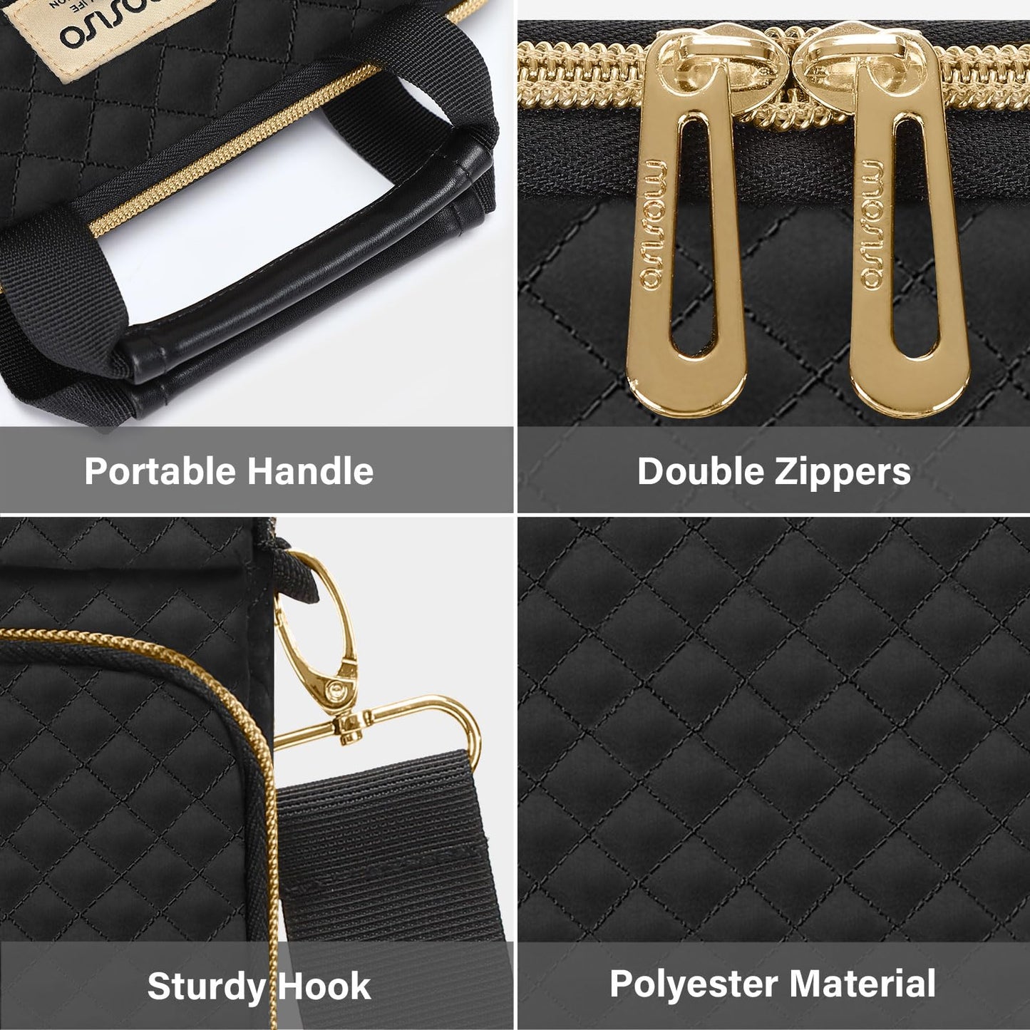 MOSISO 9-11 inch Tablet Sleeve Bag for iPad A16 2025, iPad Air 11 inch M3 M2, iPad Pro 11 M4, iPad 10/9/8/7th, Galaxy Tab A9+/S9/S8/Plus 11, Square Quilted Carrying Case with 2 Pockets, Black