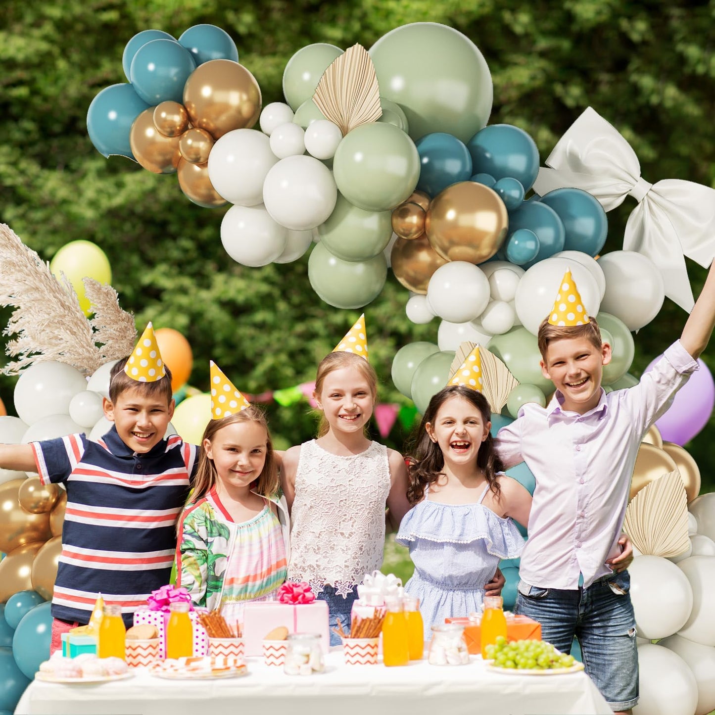 Blue and Green Balloon Arch Kit, 108 Pcs Dusty Balloon Garland With Retro Sea Sage Sand White Metallic Gold Balloons for Boho Wedding Baby Shower Birthday Party Decorations