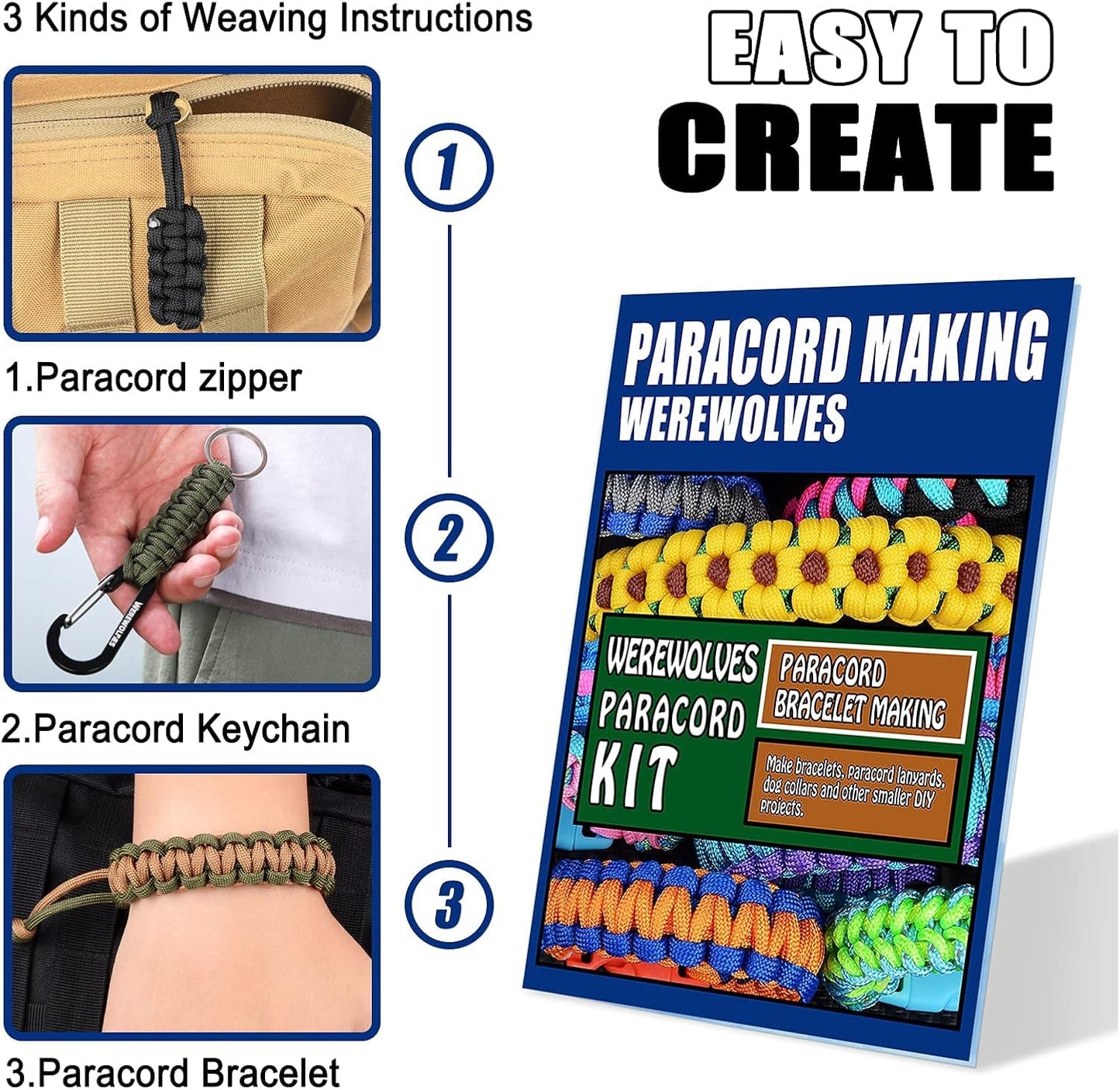 WEREWOLVES 28 Colors Paracord with Instruction, 10 Feet Each Parachute