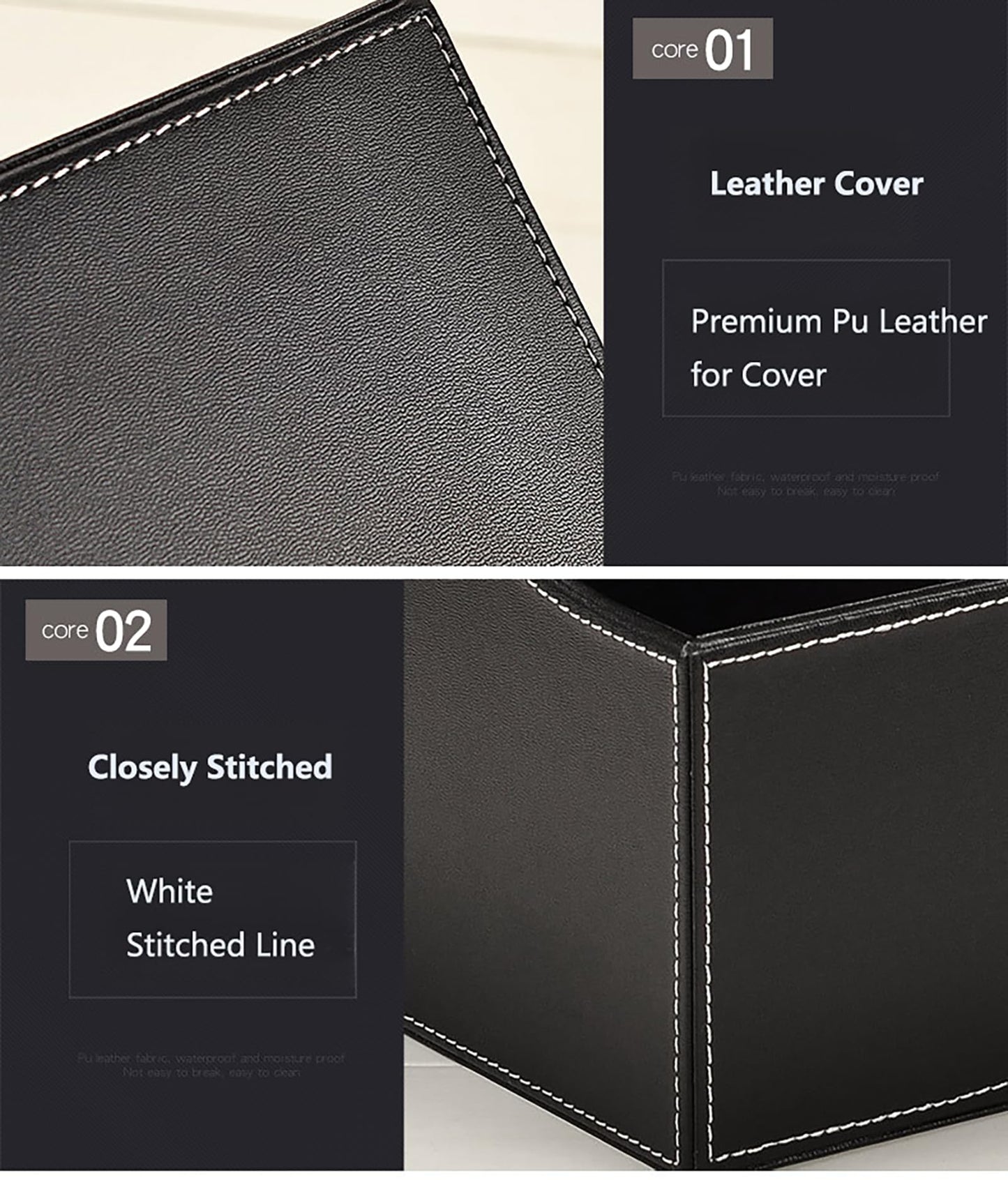 3 Tier Leather Magazine Holder - Vertical File Organizer with PU Leather Cover, Handmade Office Desk Organizer for A4/A3 Documents, Magazines, Books - Black (3 slot)