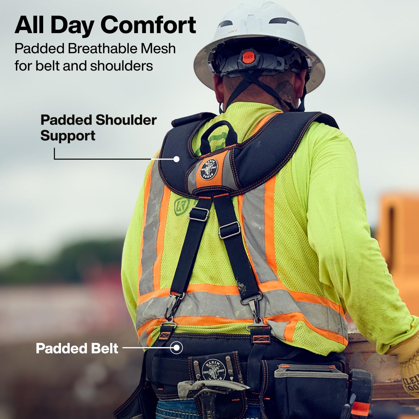 Klein Tools 55896 Tool Rig, Padded Tool Belt, Suspenders and Pouches with 23 Pockets, Adjustable 30 to 52-Inch Waist, for Carpenters, Electricians, Construction