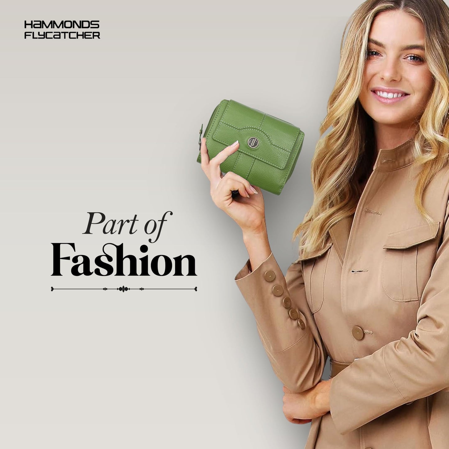 HAMMONDS FLYCATCHER Leather Ladies Wallet for Woman with 14 Card Slots - Clutch Purse for Women, Ladies Wallet for Women Stylish, Ladies Purse for Women Wallet, Purse for Woman, Emerald Green, M