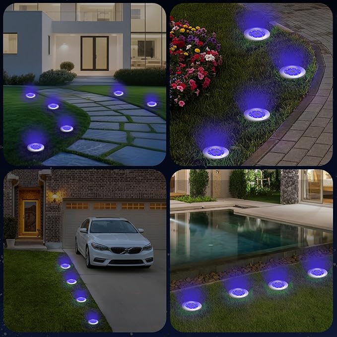 INCX Halloween Solar Lights Outdoor,12 Pack Solar Pathway Lights with Auto On/Off，Waterproof & Anti-Rust Landscape Lighting for Garden, Yard, Patio, Deck - Halloween Decorations,Purple