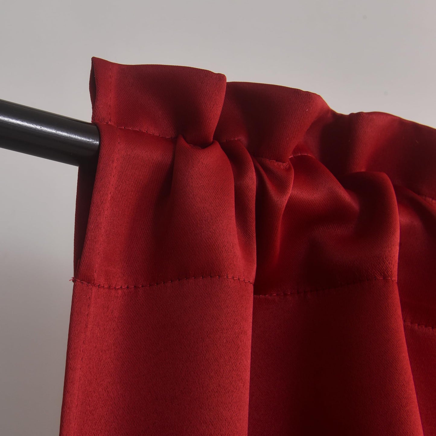 Aquazolax Christmas Red Window Valance Curtains 2 Pack - 52x14 Inch Rustic Rod Pocket Short Curtain Valances for Small Windows, Burgundy Red