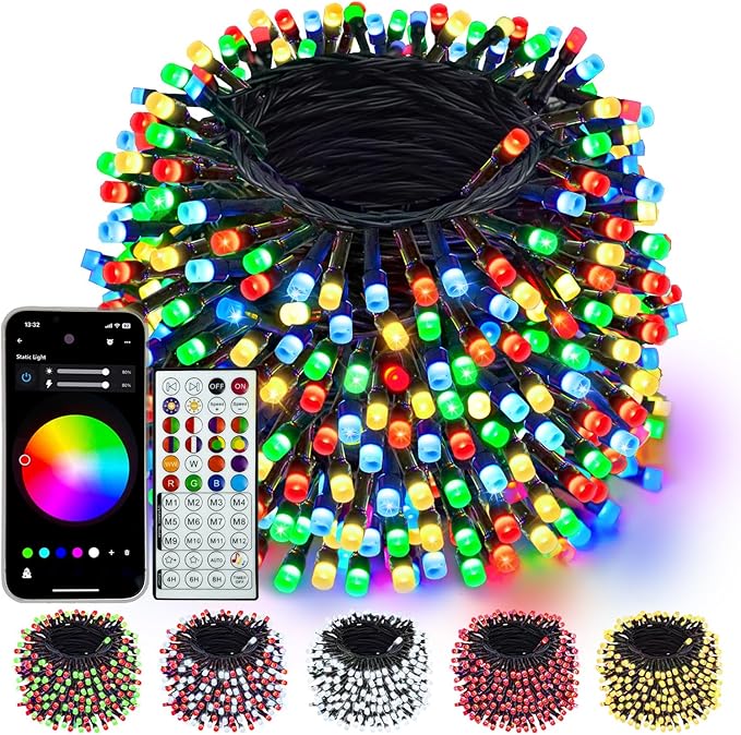 400LED Smart Color Changing Halloween Lights App Controlled, 142FT Waterproof RGB Music Sync Xmas String Light Multiple Modes, Christmas Lights with Remote & Timer Indoor Outdoor Halloween Decorations