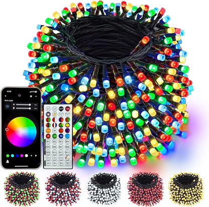 400LED Smart Color Changing Halloween Lights App Controlled, 142FT Waterproof RGB Music Sync Xmas String Light Multiple Modes, Christmas Lights with Remote & Timer Indoor Outdoor Halloween Decorations