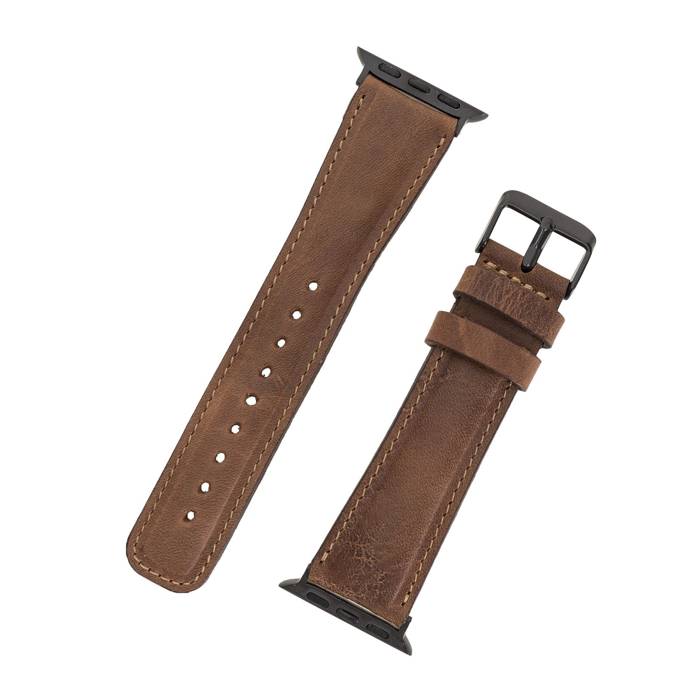 benvato Premium Handmade Leather Watch Band for Apple Watch SE 3 2 1 & Series 11 10 9 8 7 6 5 4 3 2 1 fits 42mm 41mm 40mm 38mm (Saddle Brown w/Black Connector&Clasp)