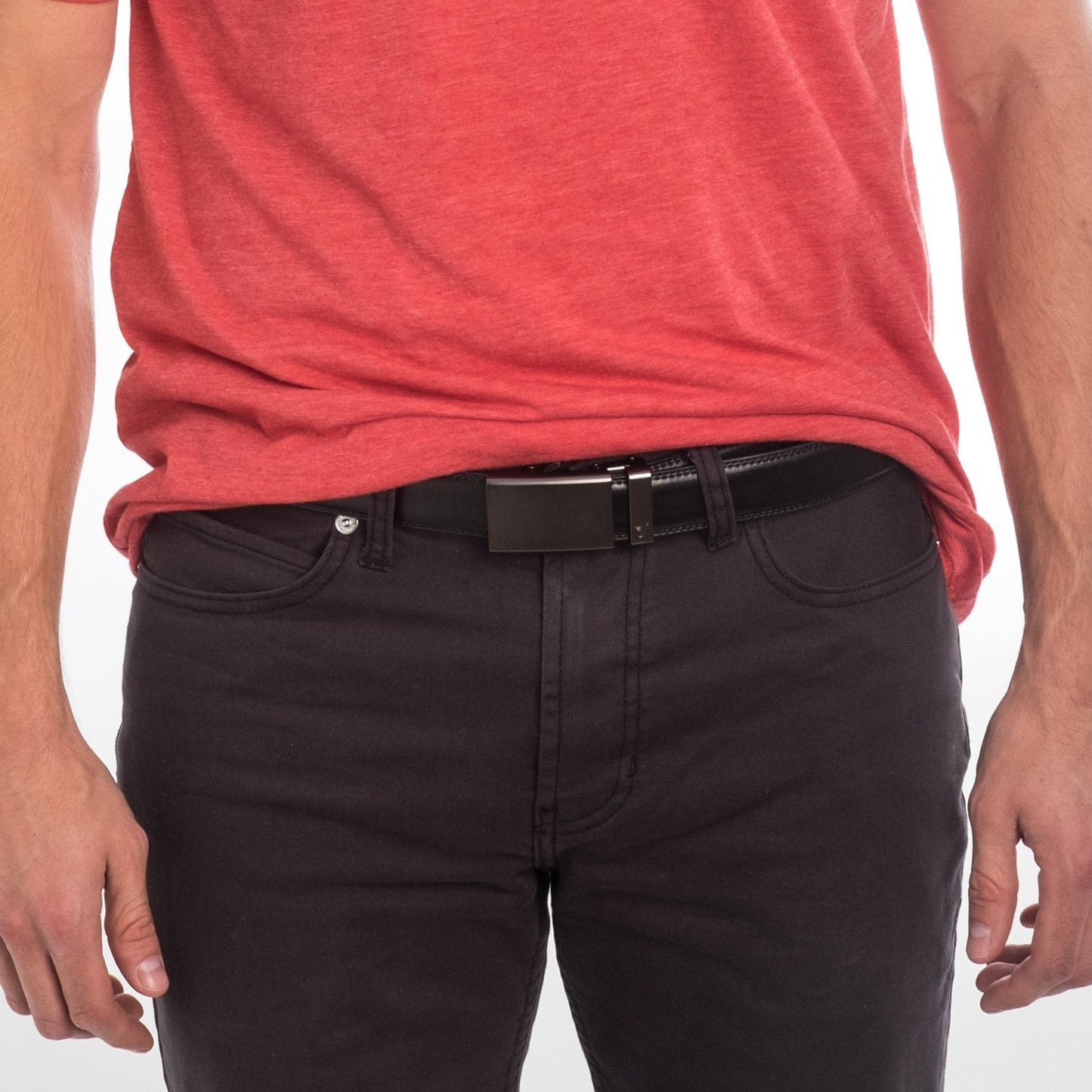 Mission Belt Men's Ratchet Belt - 35mm Gun Metal Buckle/Black Leather Strap, Small (28-32)