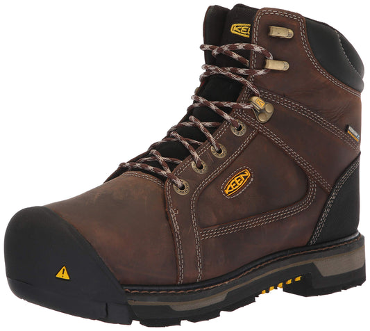 KEEN Utility Men's Oakland 6" Steel Toe Waterproof Work Boot, Chestnut/Black, 9.5 Medium US