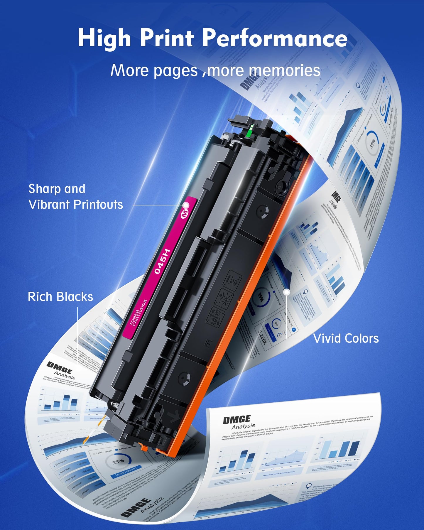 DMGE 045 Toner cartridges 045H - High Yield 4 Pack Replacement for Canon 045 Toner cartridges 045H Compatible with Canon Color imageClass MF632Cdw MF634Cdw LBP612Cdw MF632 MF634 Laser Printer