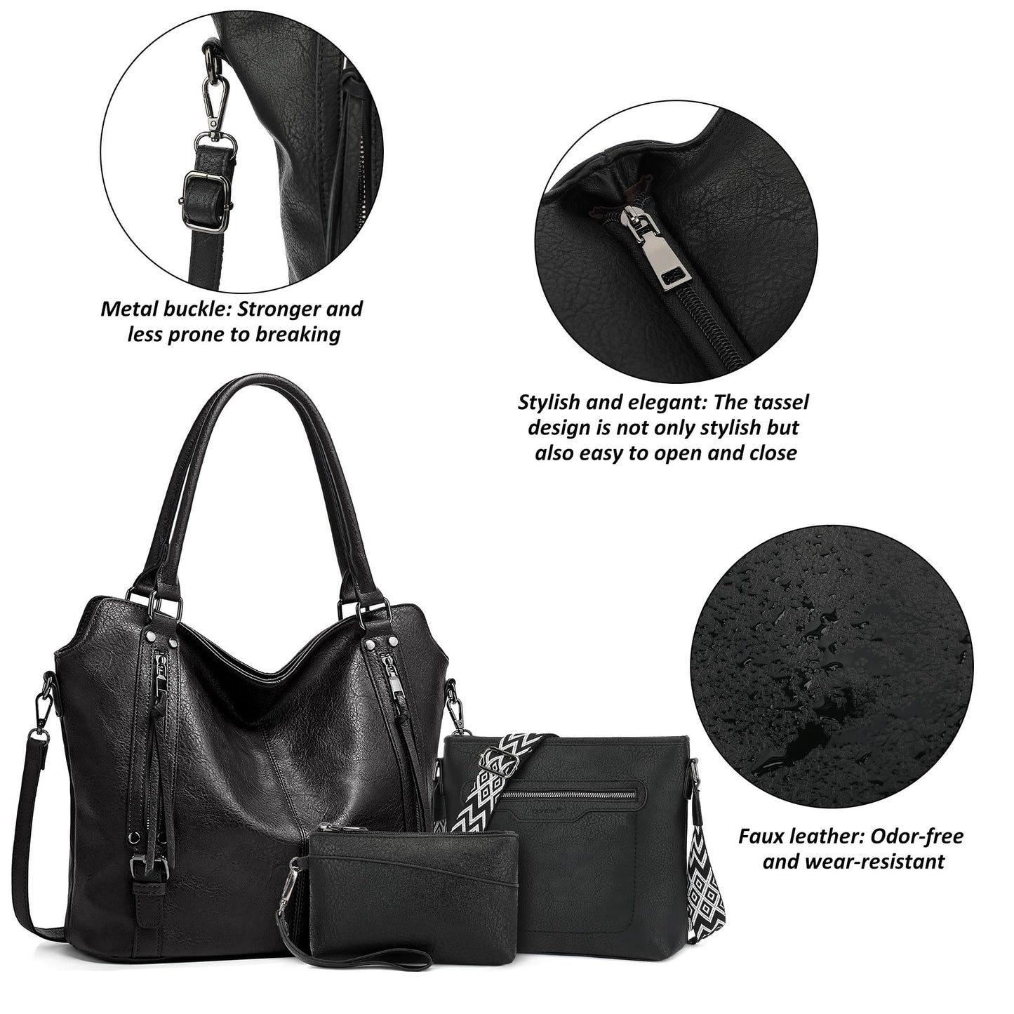 TANTOMI Tote Handbags for Women, Crossbody Bag Large Leather Hobo Purse Shoulder with Wallet Adjustable Straps