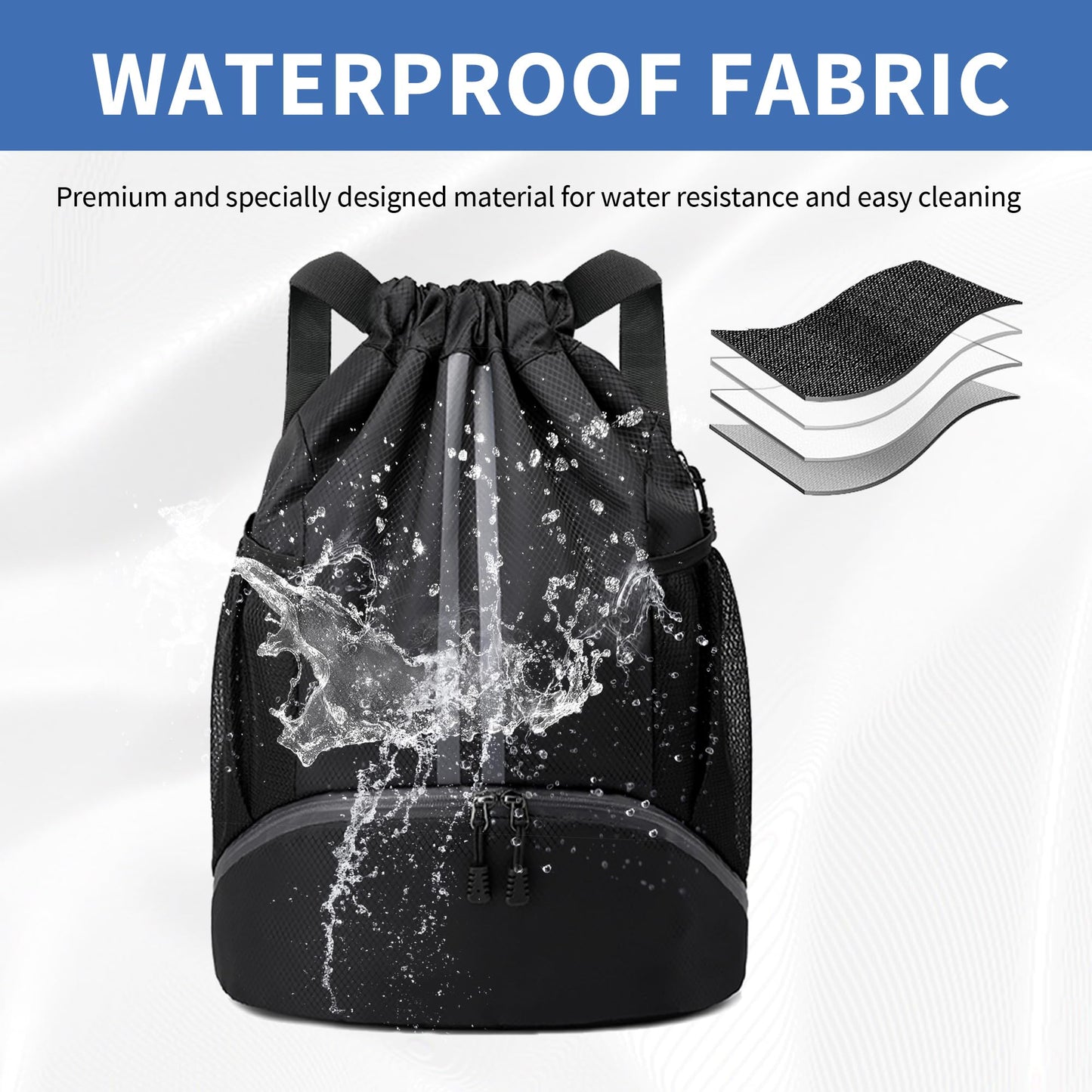 JELUTAR Drawstring Backpack Gym Bag with Shoes Compartment for Soccer, Basketball, Swim, Water-Resistant String Backpack Beach Cinch for Women Men