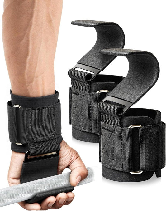 Weight Lifting Hooks - Heavy Duty Wrist Straps for Deadlifts & Pull-Ups | 600 Lbs Capacity with Thick Padding