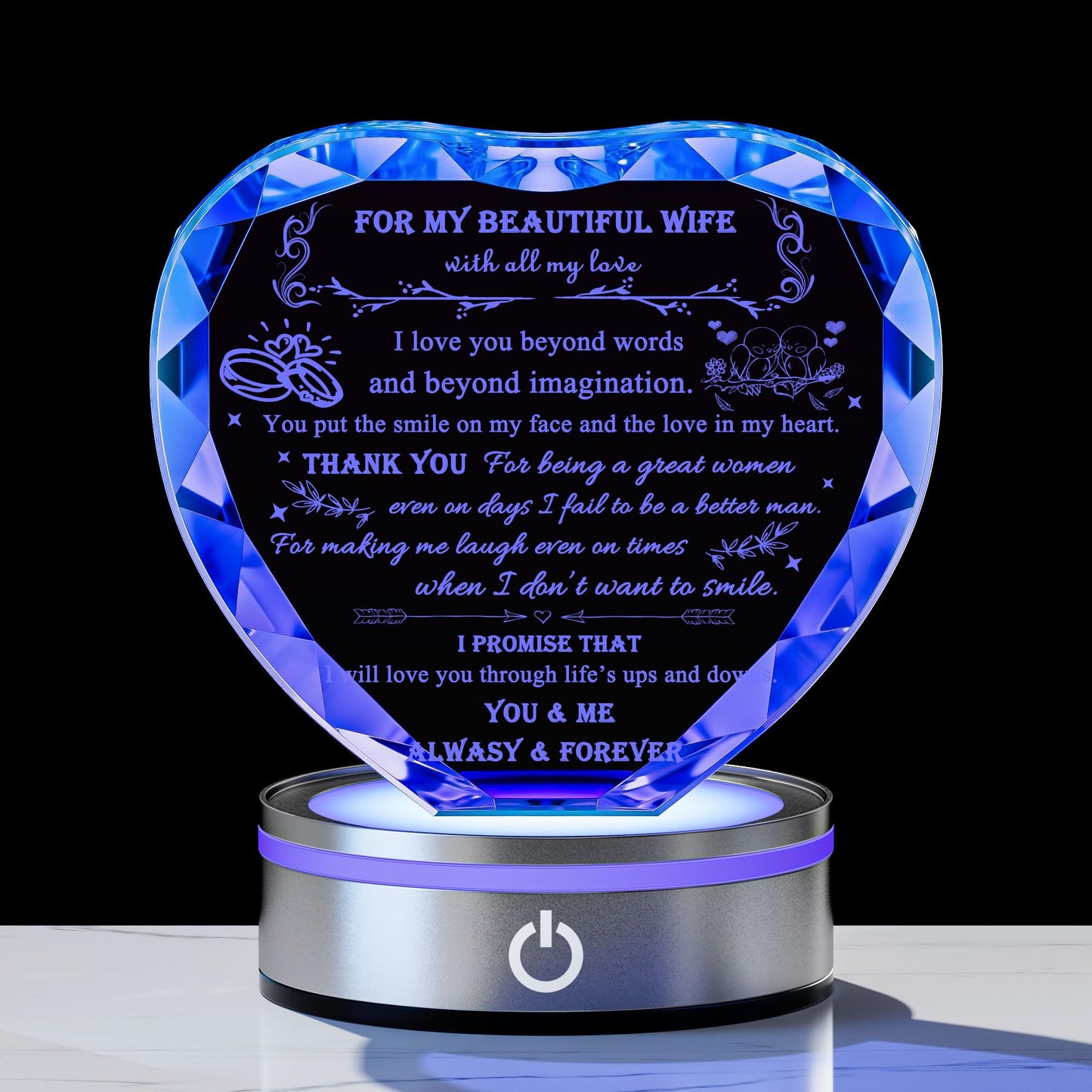 Qianwei Gifts for Wife from Husband Unique - Personalized Crystal Heart Gifts for My Wife Who Has Everything - Birthday Anniversary Wedding Valentines Day Present Ideas for Her