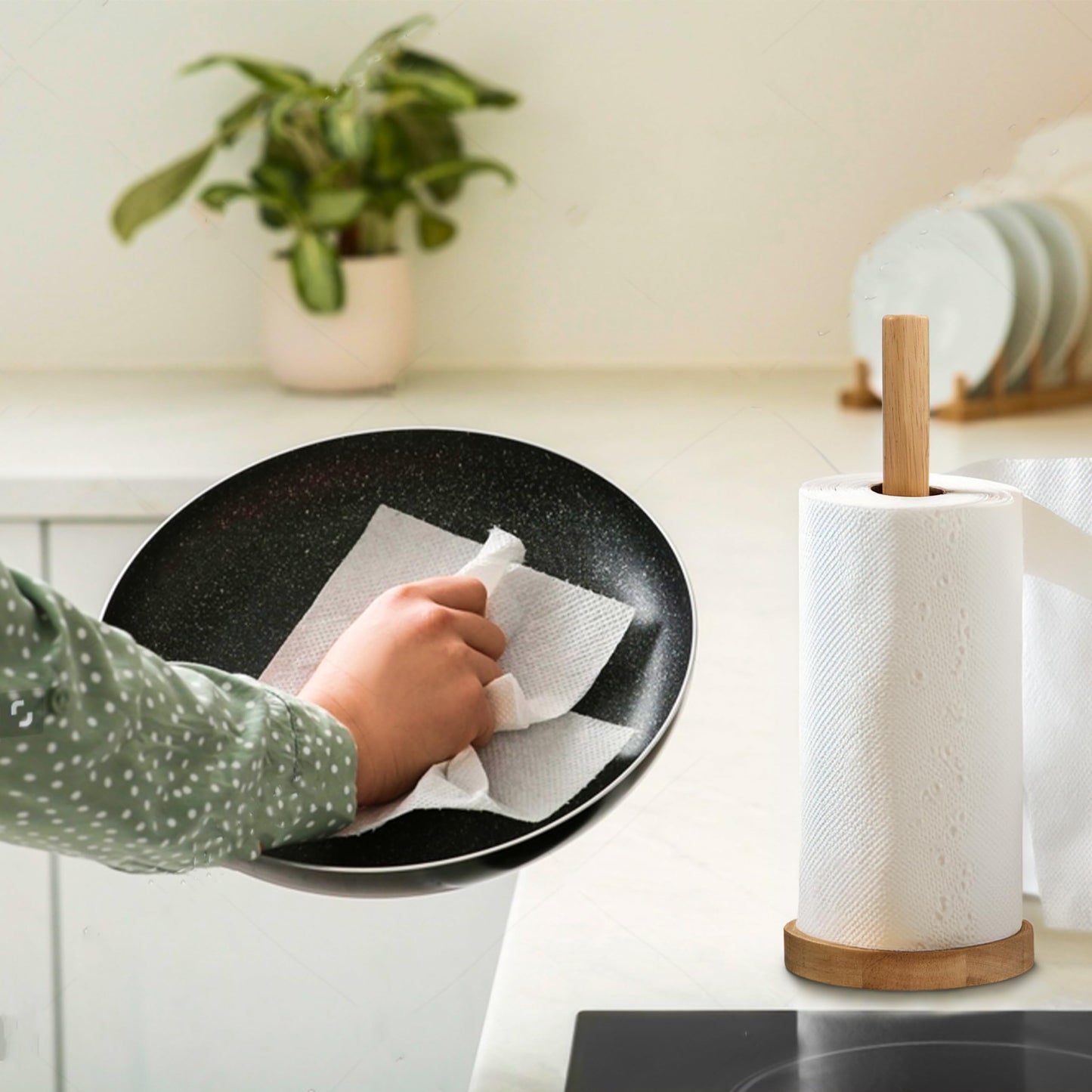 Premier Housewares 1103953 Kitchen Roll Holder Wall Mounted Kitchen Roll Holder Kitchen Roll Stand H31 X W12 Cm X D12 Cm Brown