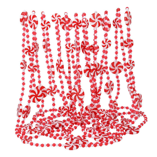 48 feet Christmas Candy Garland Plastic Bead Garland Xmas Holiday Candy Cane Decor for Christmas Tree Wreaths Decorations