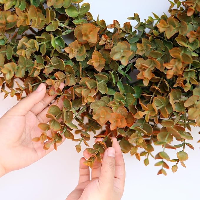 26" Fall Wreath for Front Door, Porch, Window - Large Artificial Boxwood Leaves Outdoor Wreath for Home, Farmhouse Harvest Festival Thanksgiving Day Autumn Decor