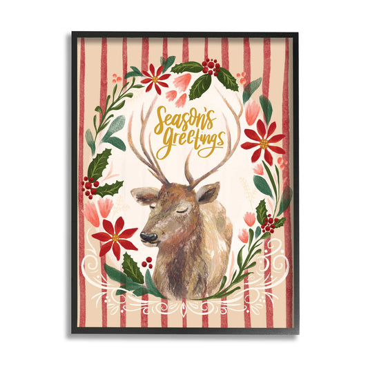 'Seasons Greetings Holiday Wreath Soft'| Framed Giclee Art