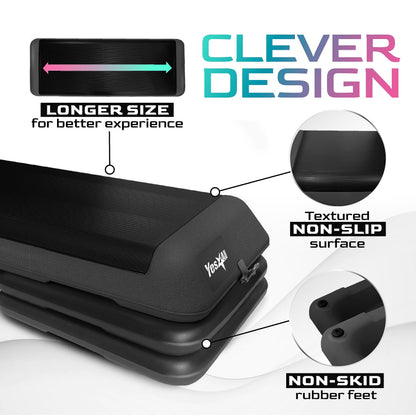 Yes4All Adjustable Workout Aerobic Exercise Step Platform Health Club Size with 4 Adjustable Risers Included and Extra Risers Options