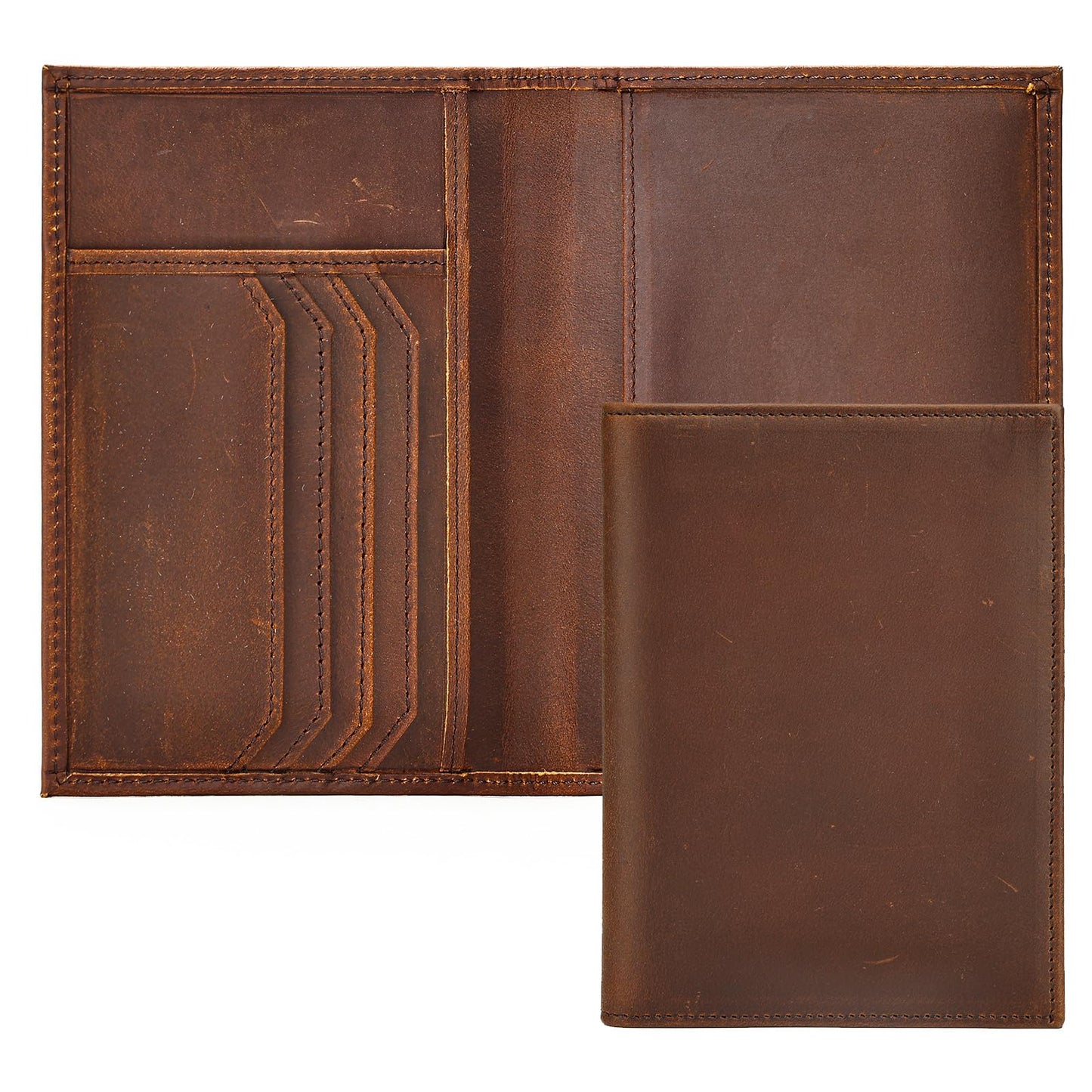 Genuine Leather Passport Holder Handmade Passport cover Lightweight Travel Bifold Passport coffee
