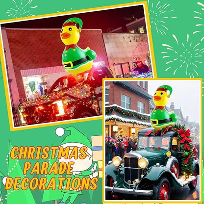 Hungdao 1 Pcs 4 Feet PVC Christmas Giant Inflatable Elf Duck Huge Rubber Large Blow up Duck Christmas Pool Floats for Xmas Holiday Indoor Outdoor Pool Decorations