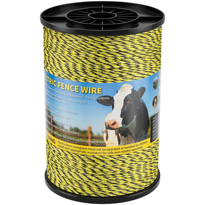 HOKINETY Electric Fence Wire 3366Ft 1026M- 6 Stainless Steel Strands Polywire for Reliable Conductivity - Electric Fence Poly Wire for Portable Livestock Fencing