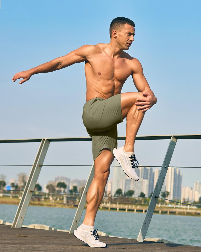 G Gradual Men's Athletic Running Shorts with Zipper Pockets Quick Dry 7"/ 5"/ 9" Workout Gym Shorts for Basketball Hiking(Sage Green,7M)