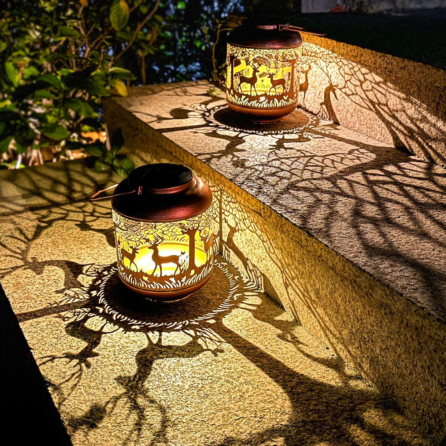 Deer Solar Lanterns Outdoor Waterproof Hanging Solar Lights Deer Gifts for Women Men Metal Decorative LED Lanterns for Yard,Patio,Lawn,Tabletop,Pathway,Landscape,Garden Decor