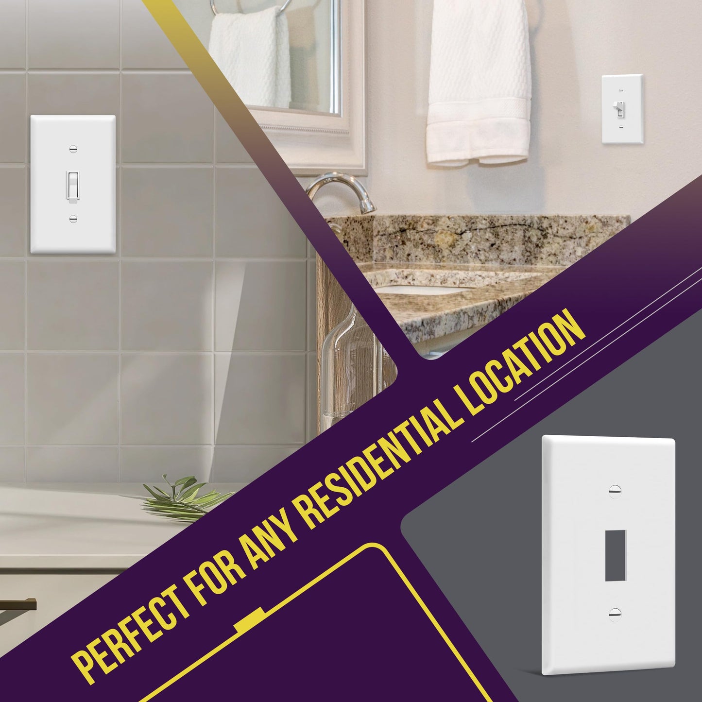 ENERLITES Light Switch Cover Plate, Toggle Wall Plate Cover, Size 1-Gang 4.50" x 2.76", Unbreakable Polycarbonate Thermoplastic, 8811-W-10PCS, White (10 Pack)