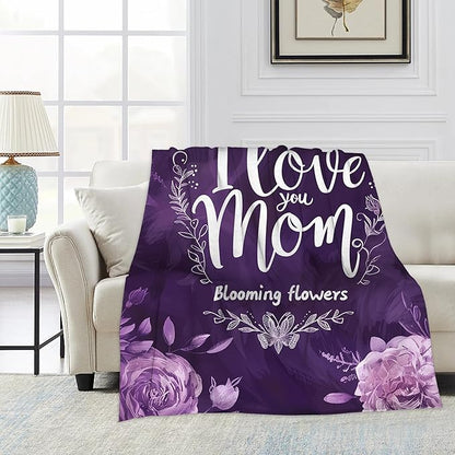 Throw Blanket, Vintage Purple Roses Throw Blankets for Adult Kids Boys Girls, for Mom Bed Couch Sofa 50x60 Inches