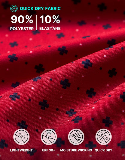 Obla Mens Golf Polo Shirts Short Sleeve Dry Fit Performance Moisture Wicking Casual Print Collared Golf Shirts for Men (Red Flower_L)