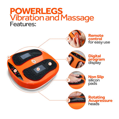 Power Legs Electric Foot Massager Machine with Remote Control, Adjustable Speed, Vibration - Calf Massager - Feet Massager for Neuropathy Pain Relief, Plantar Fasciitis, Leg Blood Circulation (Black)