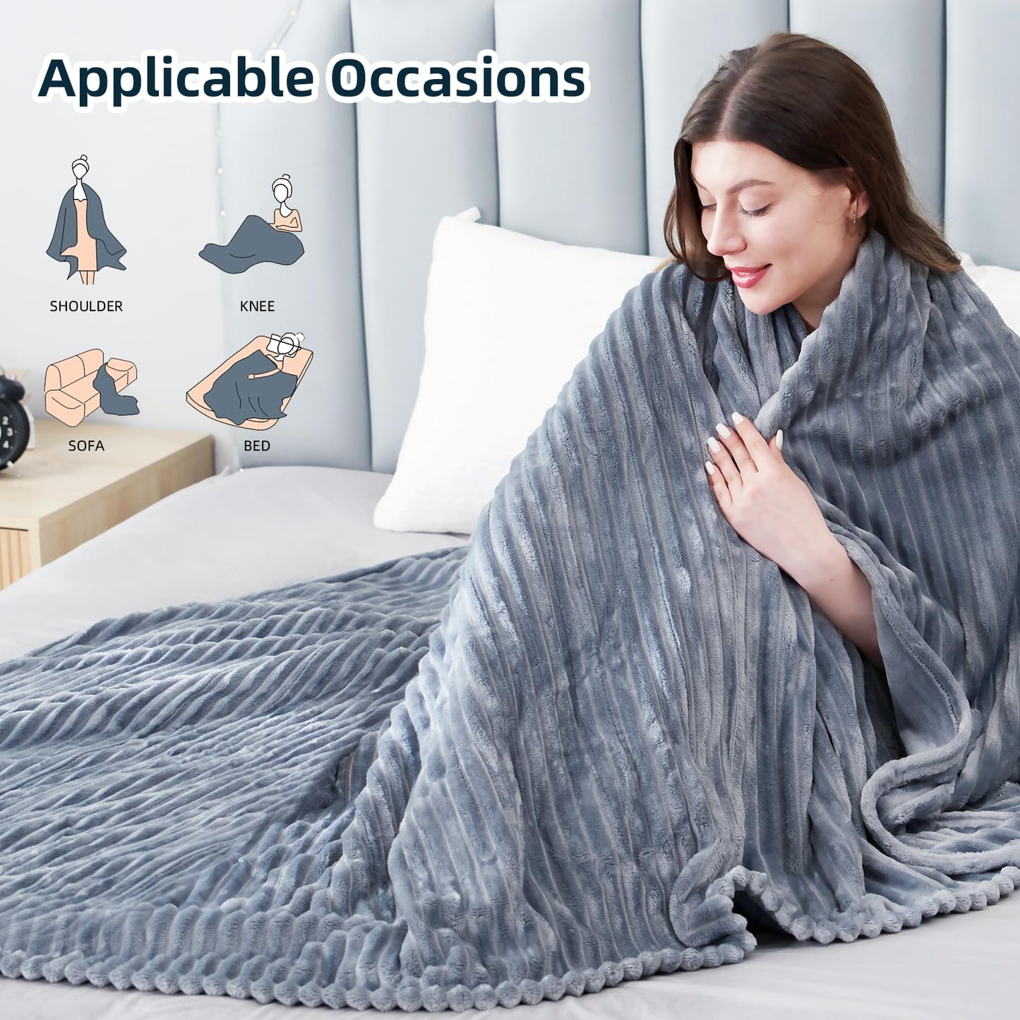 Electric Heated Blanket Full Size 72"x84", Cozy Large Oversized, 5 Heating Levels & 10 Hours Auto Off, Cozy for Bed, Sofa, & Office, Machine Washable, Purple