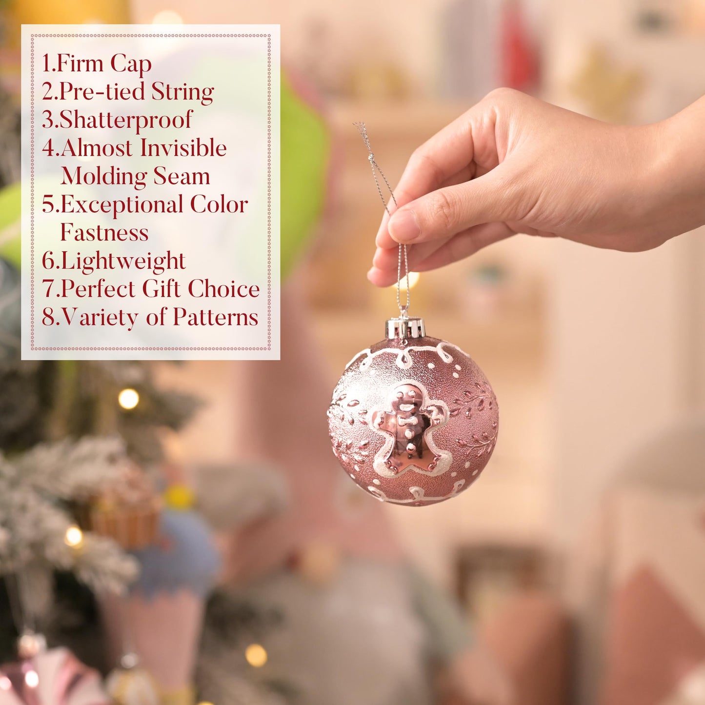 Valery Madelyn Christmas Ball Ornaments Set, 80ct Candyland Macaron Pastel Shatterproof Christmas Tree Decorations, Variety Decorative Hanging Ornaments Bulk for Xmas Holiday Party Decor