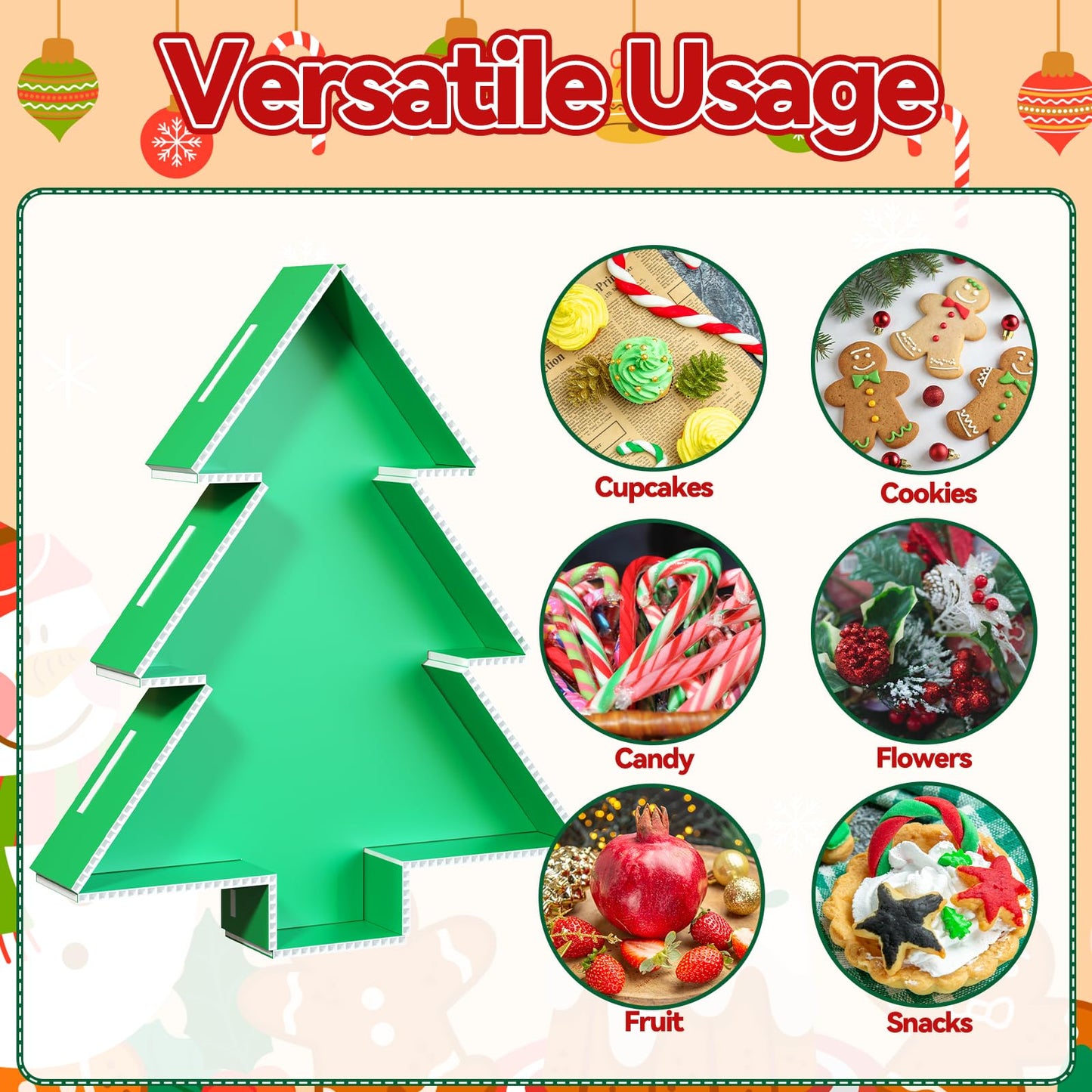 Paready Christmas Charcuterie Cardboard, 13.39" Fillable Cardboards Green Xmas Tree Charcuterie Board for Xmas Candy, Treats, Snack, Cupcakes Tray for New Year Holiday Christmas Party Decorations