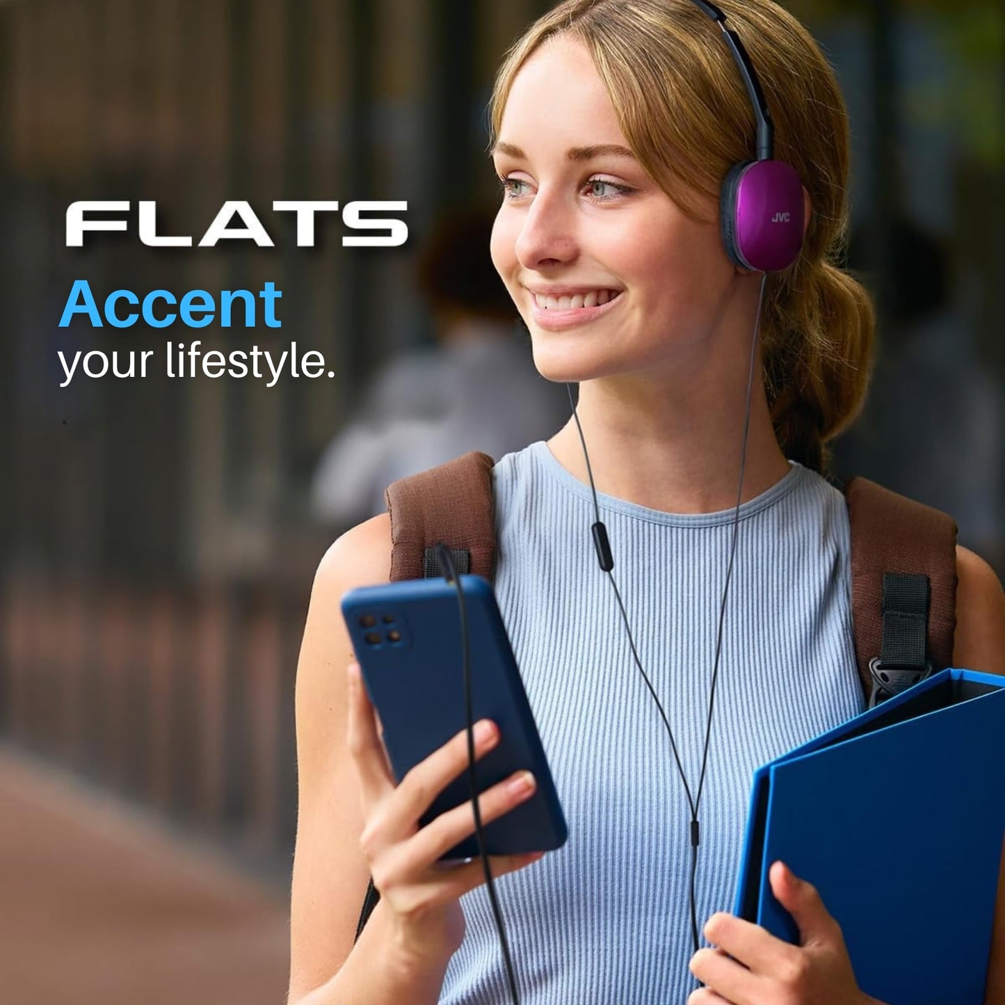 JVC Flats On-Ear Wired Headphones - Flat Foldable Design - 30mm Driver for Powerful Sound - Soft Ear-Pads for Comfort – Steel Headband - Lightweight & Portable - PC/Laptop/Gaming - 3.5mm Slim Plug