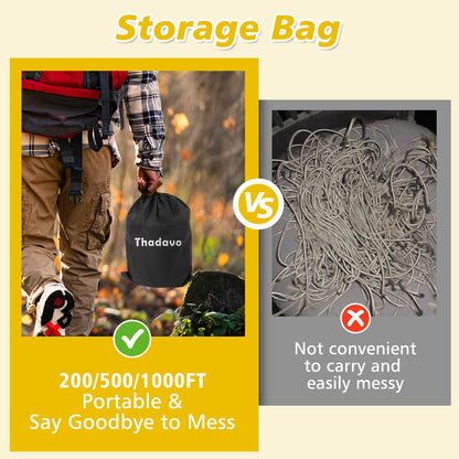 Thadavo Reflective Paracord Rope 850Ib, 50/100/200/500/1000ft 4MM 11 Strand para Cords Lanyard Utility Parachute Cord for Tent Camping Hiking Fishing Survival Tactical DIY Projects, Black 1000FT