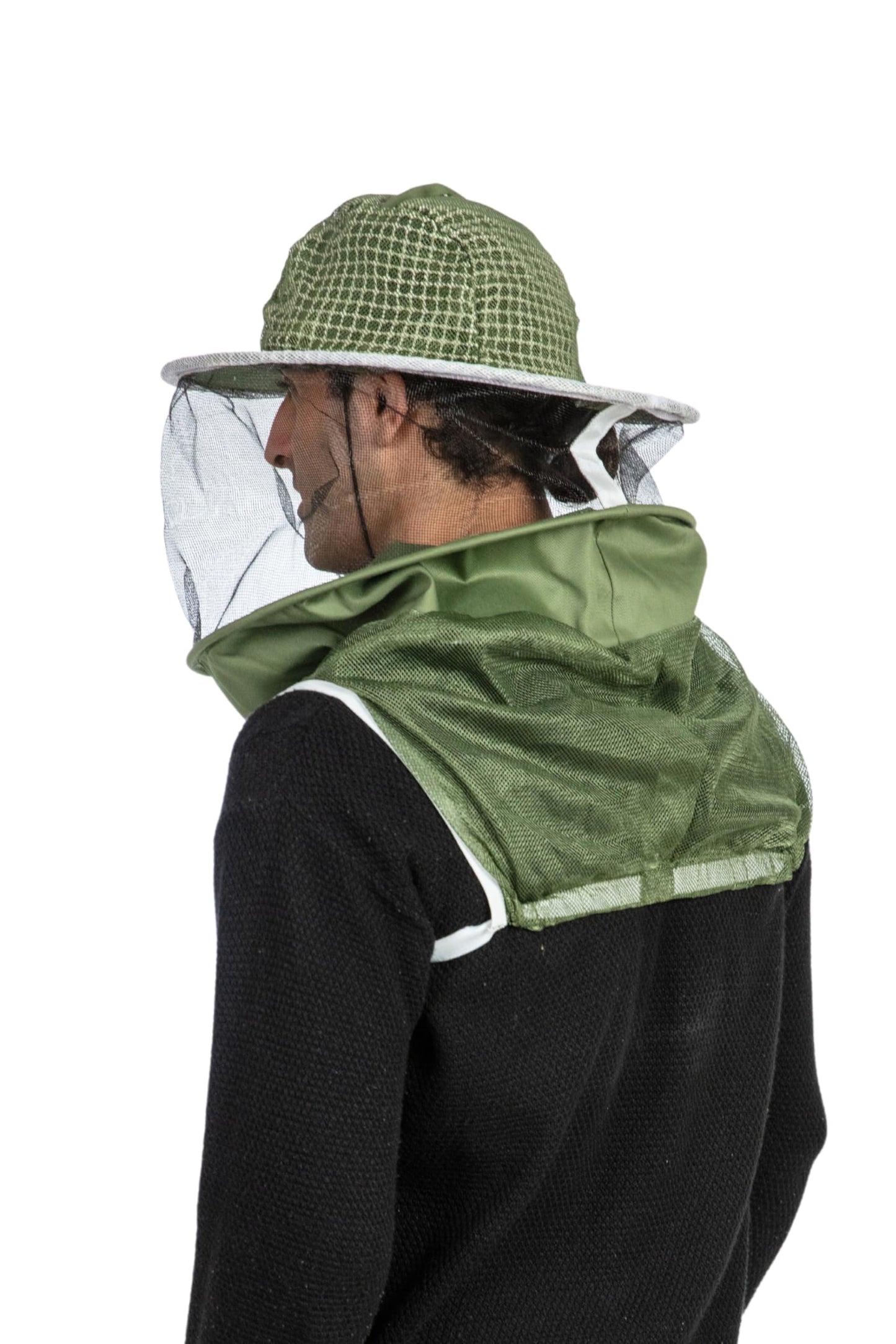 Massive Bee Store Three Layer Ventilated Beekeeping Veil in Round (3-Layer Hat, Olive Green)