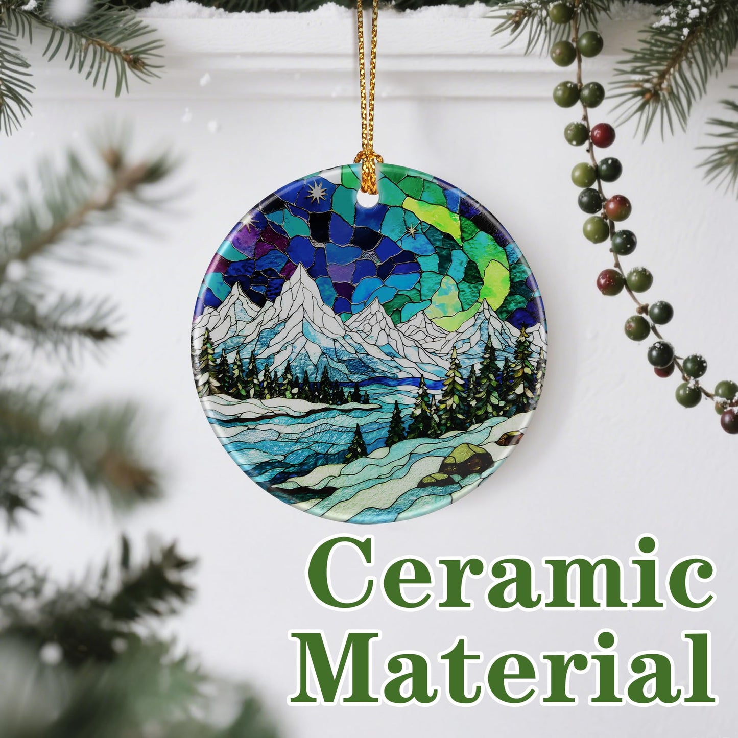 Mountain Landscape Ornament, Christmas Ornament – Christmas Tree Decor, Holiday Decoration, Stocking Stuffer, Festive Gift Idea, Gifts for Nature Lover, Mountain Lover, Friends, and Family