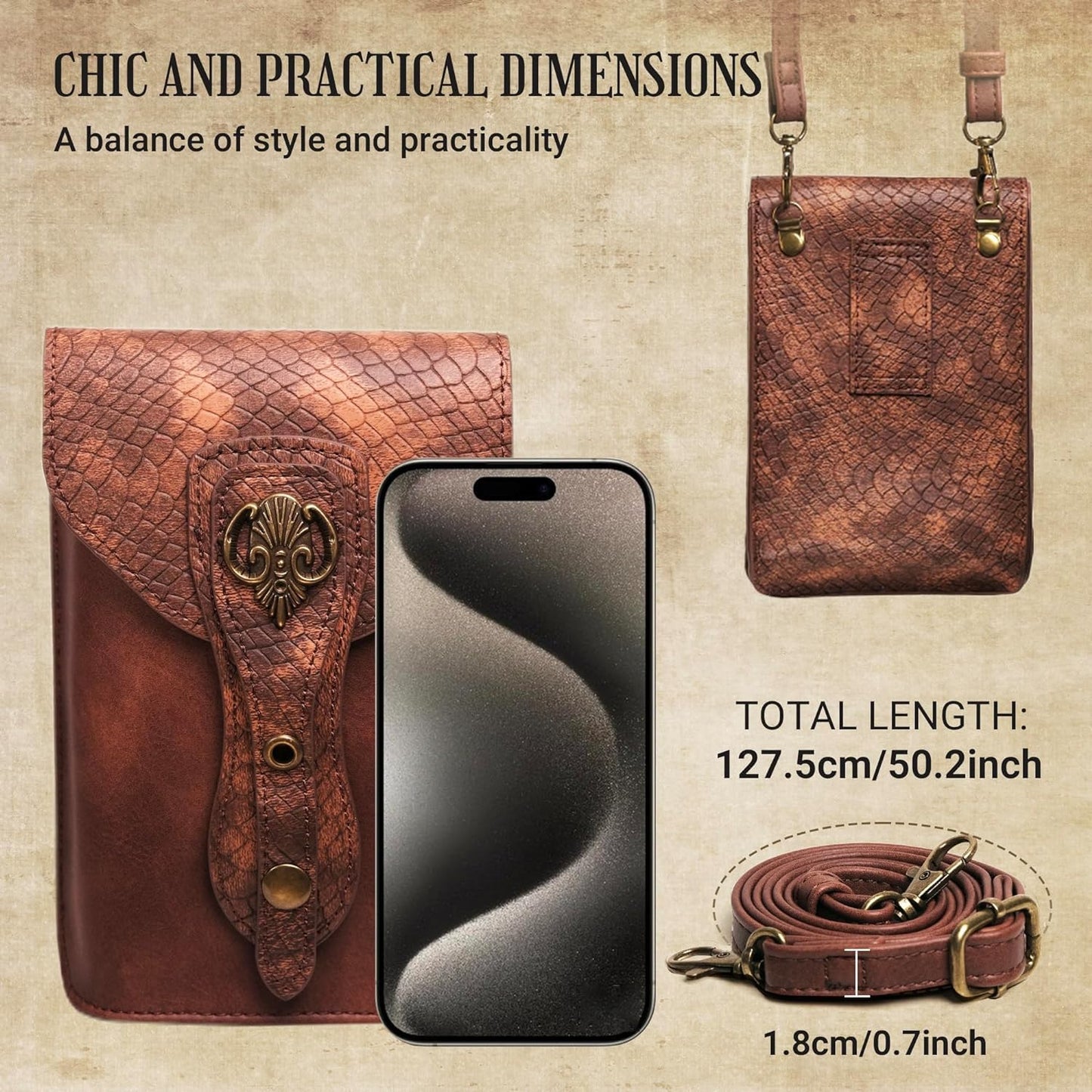 Medieval Leather Belt Pouch – Versatile Renaissance Bag for Ren Faire, Crossbody Cell Phone Holder, and Fairy Accessories - Brown Viking
