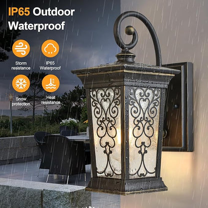 ALVIME Outdoor Wall Light Fixtures, Exterior Lighting Fixtures, Waterproof Outdoor Sconce Lights, Outside Patio Lanterns for Entryway, House Front Door, Farmhouse, Garage, E26 Base&Clear Seeded Glass